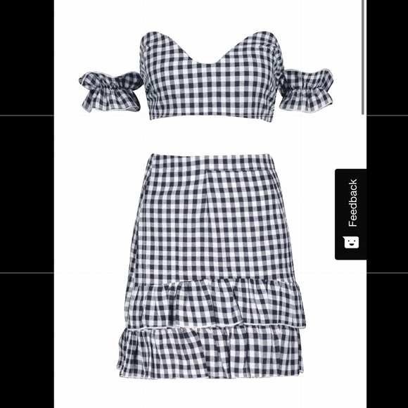 NWT BooHoo Gingham Co-Ord Twin Set - Picture 6 of 7